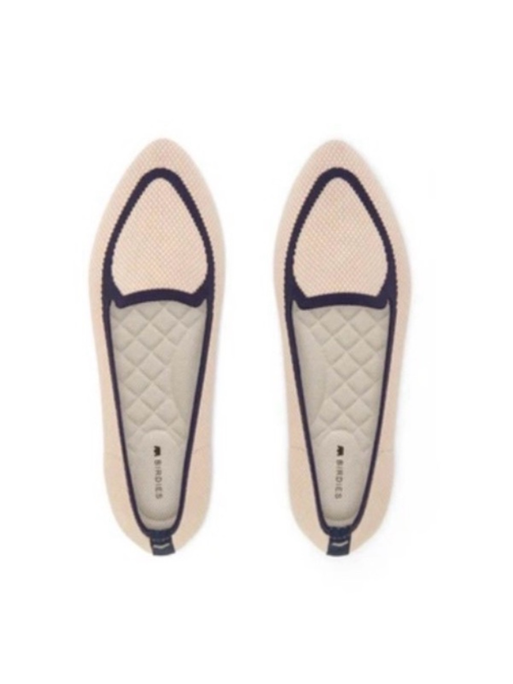 Birdies Blackbird Womens Flats Knit Woven Loafers Slip-On Eggshell Navy 9.5